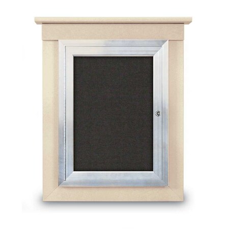 United Visual Products 42"x32" 2-Door Enclosed Letterboard, Grey Vinyl/Cherry UV26235O-CHERRY-GREYVL